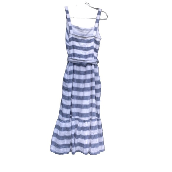 Theodore & Chelsea Blue/White Striped Ruffled Bottom Belted Sundress Sz Medium - Picture 9 of 14